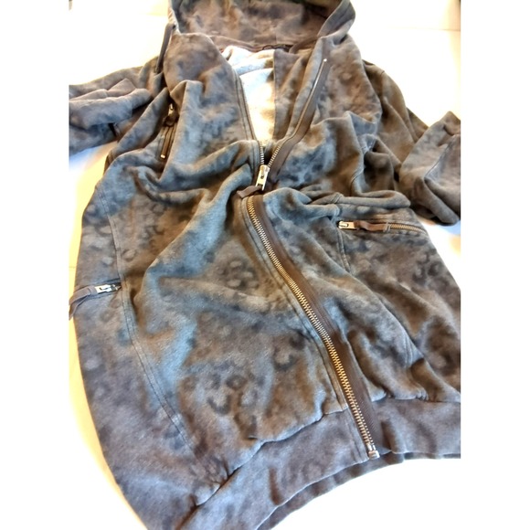 All Saints Leopard Ridley Hoodie Women US 8 Portugal Cotton Model Boho Easy Chic - Picture 4 of 12